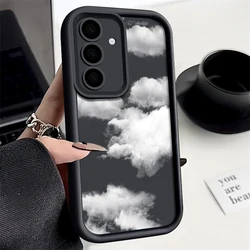 Elegant White Cloud Design Phone Case - Ultra Protection and Style - Samsung A16 (A115 Black)