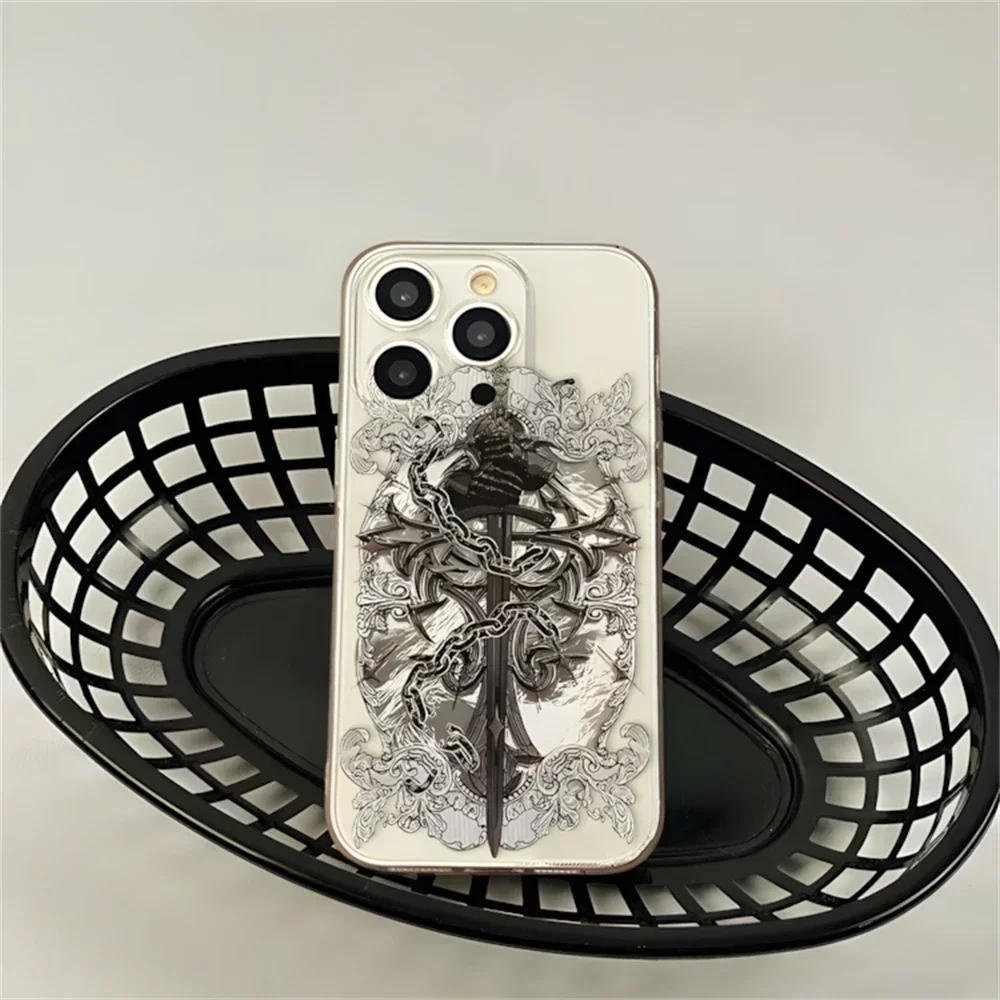 حافظة شفافة لفارس السيف المقدس لهاتف آيفون 16 12 1...