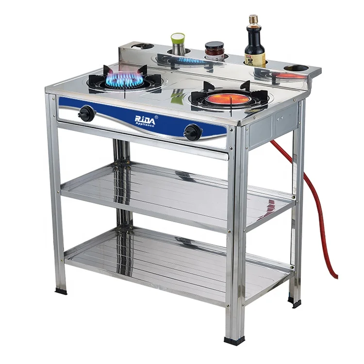 Factory Price Fast Food Restaurant Stainless Steel Infrared Home Free Stand 2 Burner Gas Stove