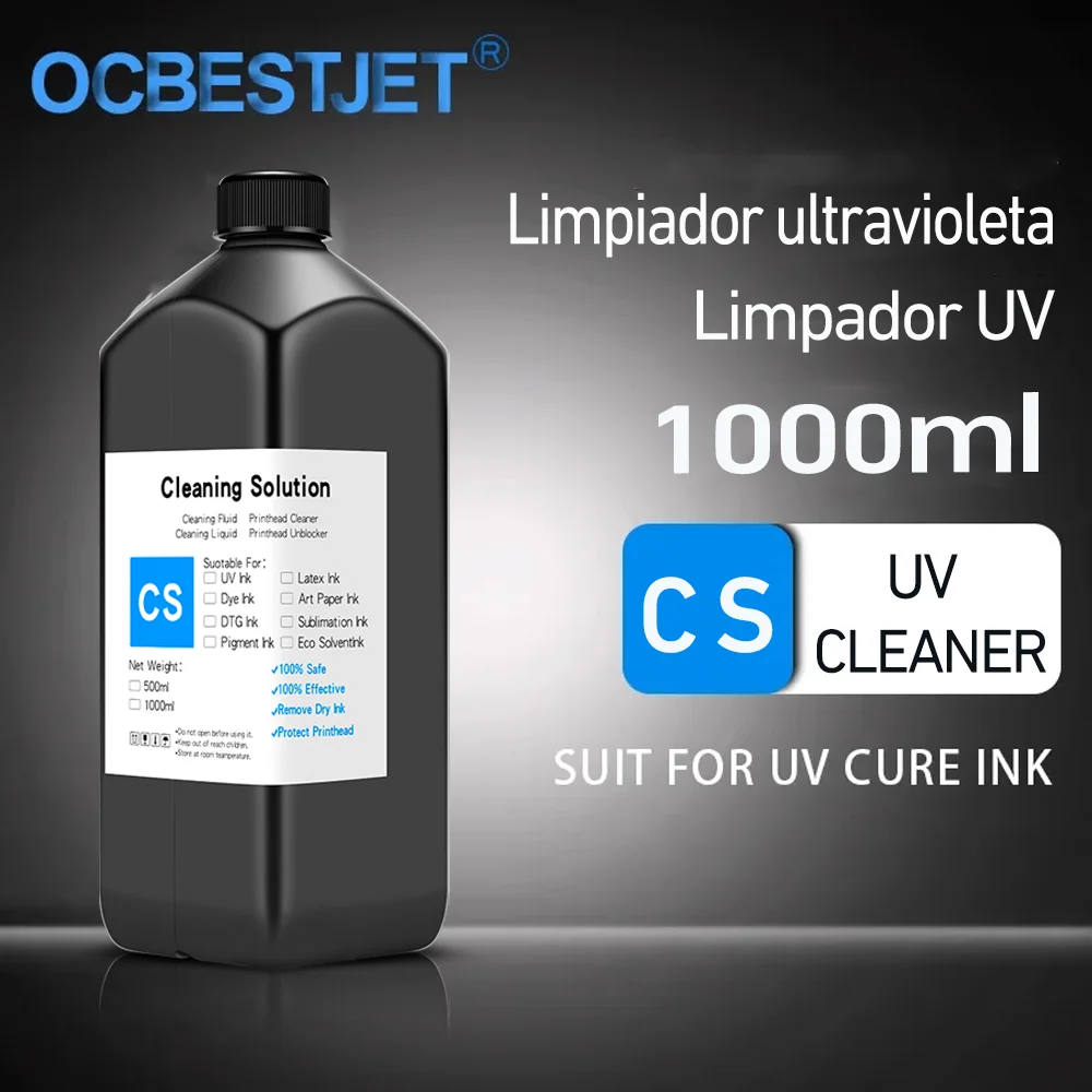 1000ML/Bottle UV Ink Cleaning Liquid Solution Liquid For Epson R290 R330 L800 1390 1400 For All UV Inkjet Printhead