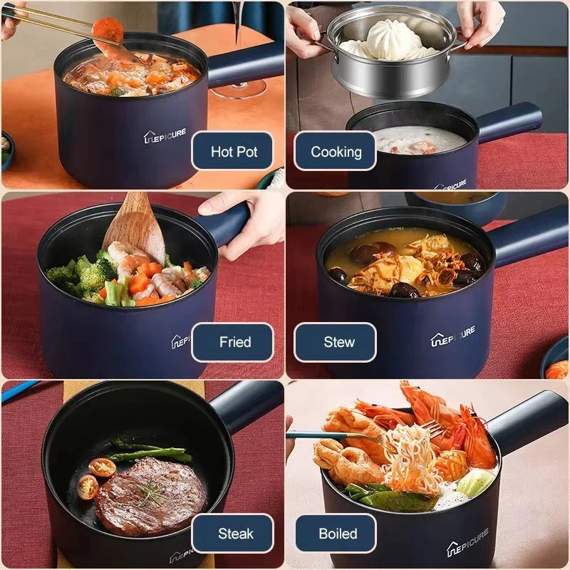 Mini Rice Cooker Multifunctional Baby Electric Heating Pot Adjustable Cooking Pot Home Kitchen Hotpot Stir Fry Stew