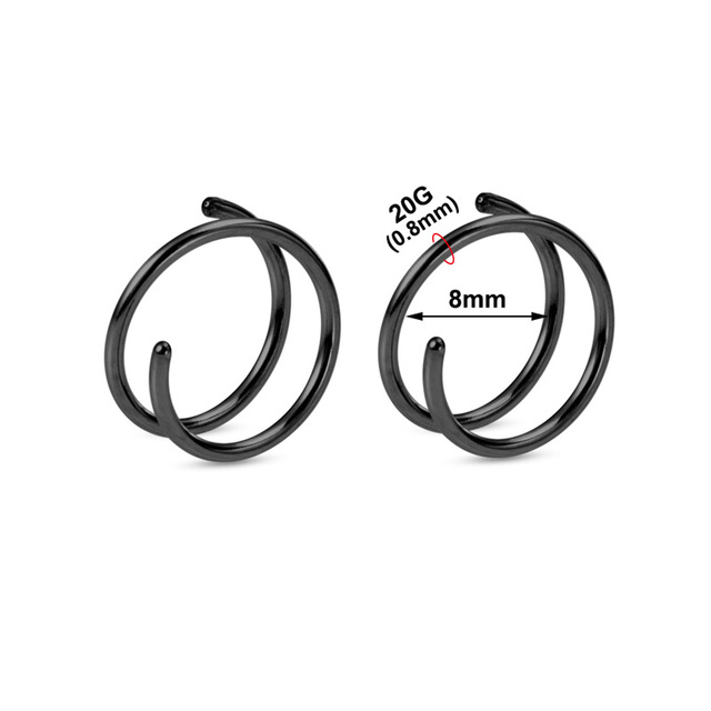 Stainless Steel Double Nose Ring Spiral Nose Septum Piercing Cartilage Hoop Earrings Tragus Helix for Women Nostril Jewelry
