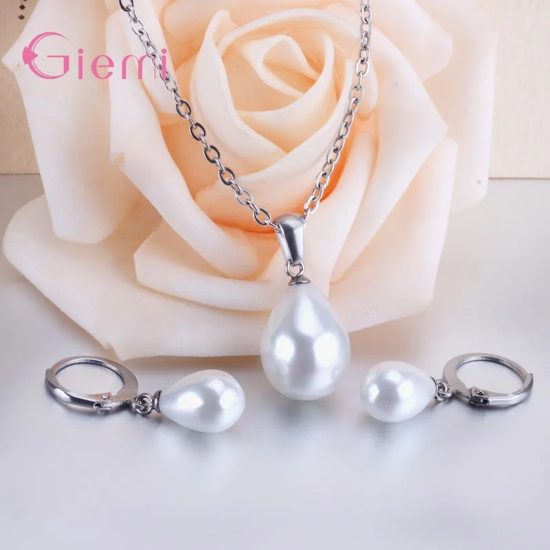 Halskette aus 925er-Sterlingsilber, natürliche Süßwasserperle, Anhänger, Tropfenohrringe, Modesets, Schmuck für Frauen und Mädchen – Detail 8