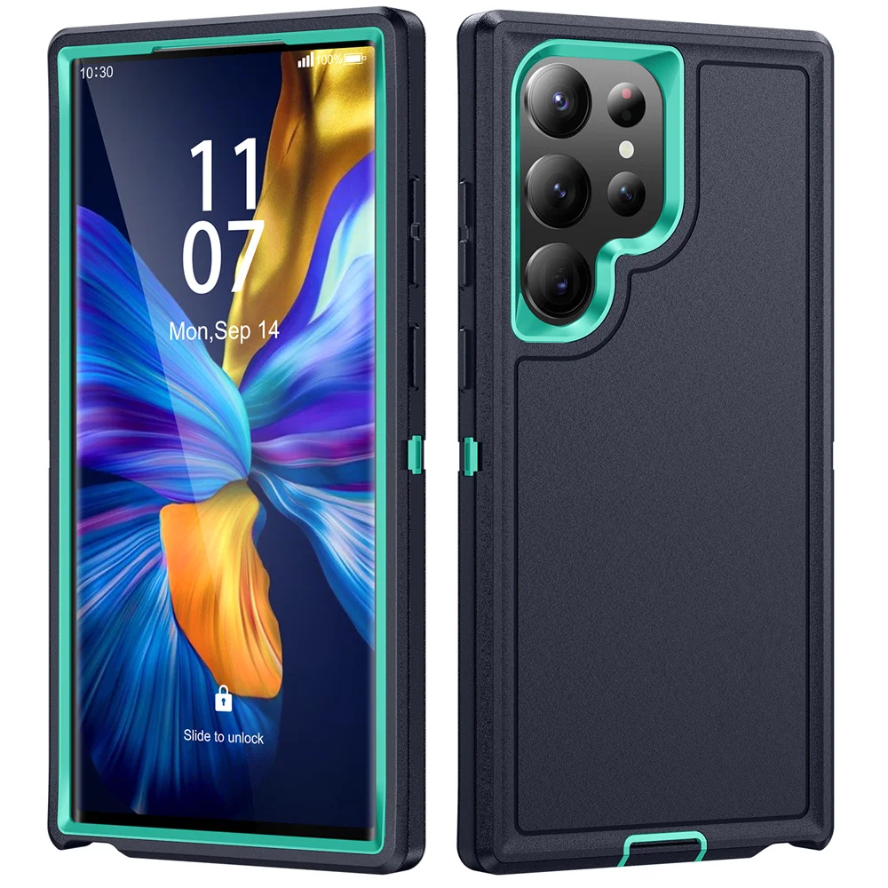 Rugged 3-in-1 Military Shockproof Armor Phone Case with Clashing Splicing Design