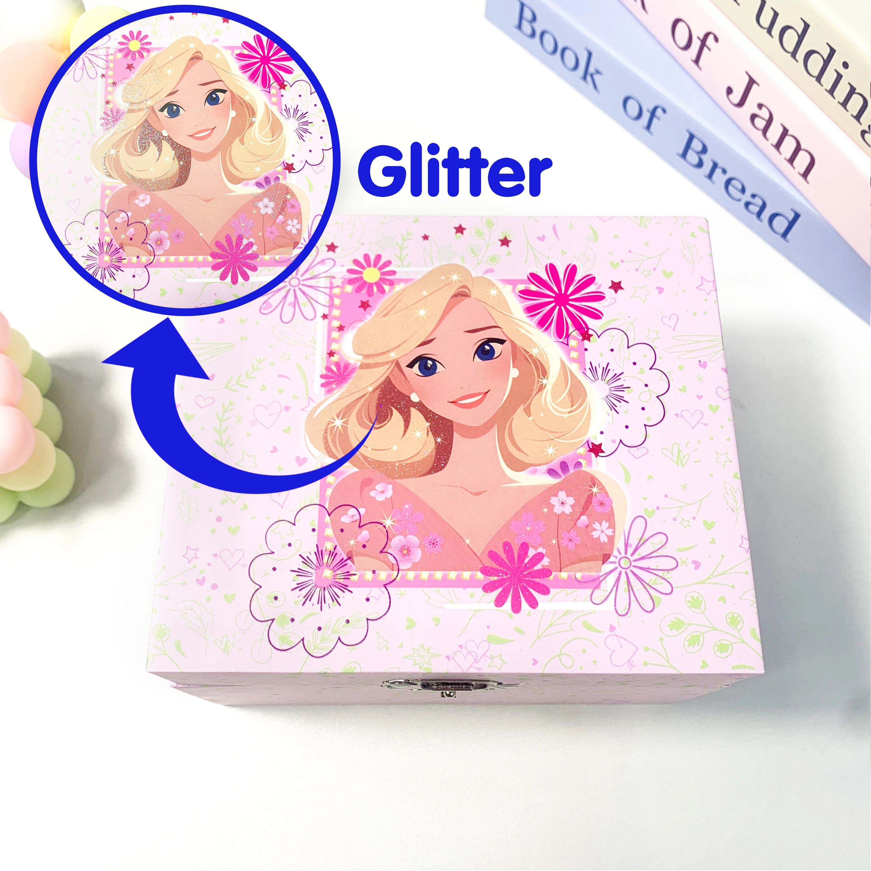 Light Pink Glitter For Girls Jewelry Home Decor Jewelry Storage Music Box For Children's Birthday And Christmas Gifts Music Box