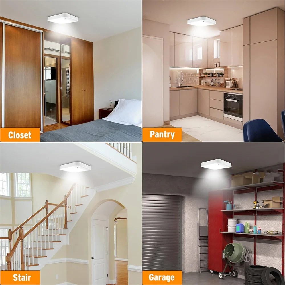 Motion Sensor LED Ceiling Light with Remote, USB Rechargeable, Closet,Bathroom,Stairs,Hallway, 15cm, 3000K, 4500K, 6500K
