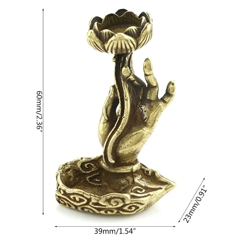 Vintage Hand Lotus Incense Smoke Waterfall Incense Base Metal Backflow Incense Holder For Home Teahouse Tea Table