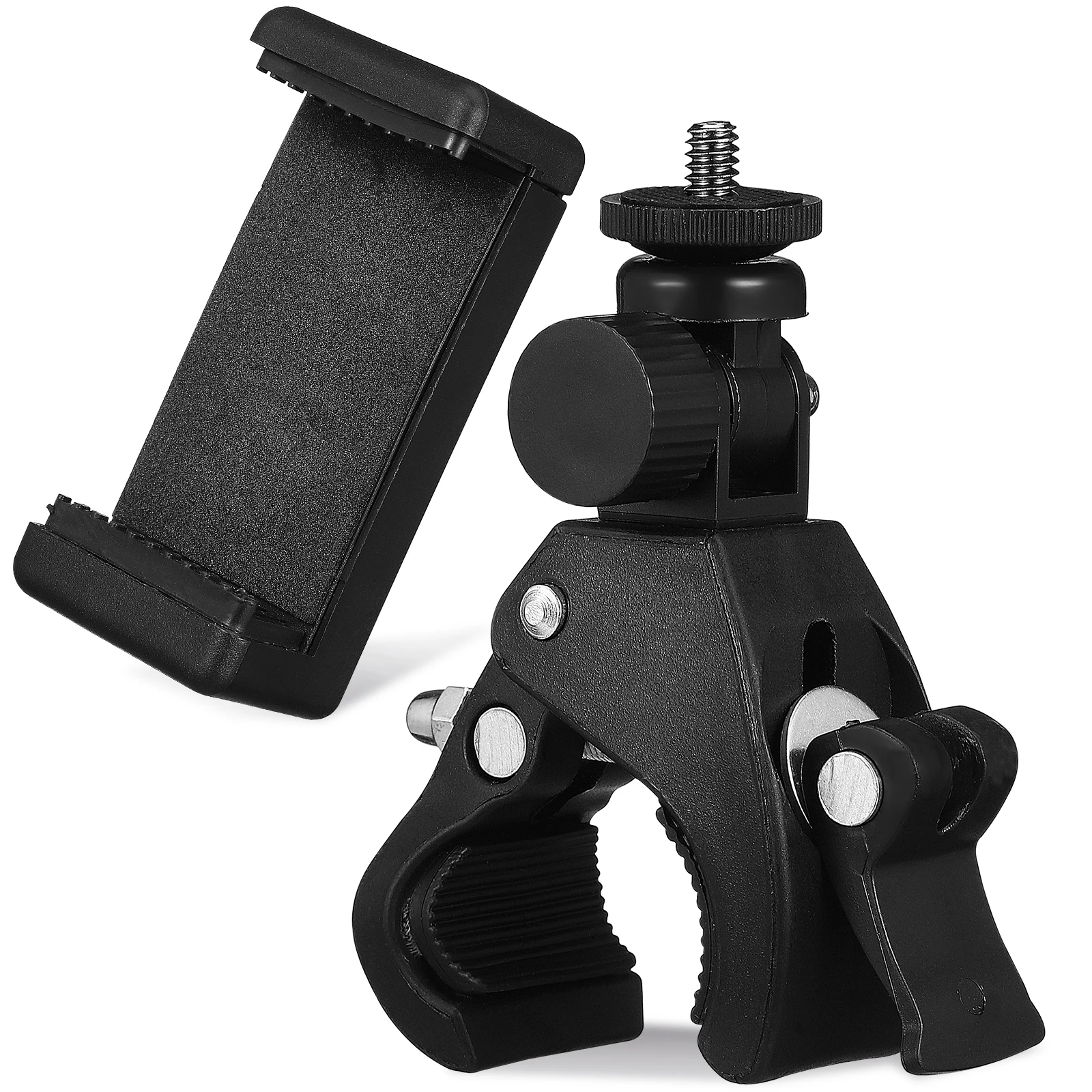 1 Set Mic Stand Phone Holder Adjustable 180 Degree Rotating for Bike