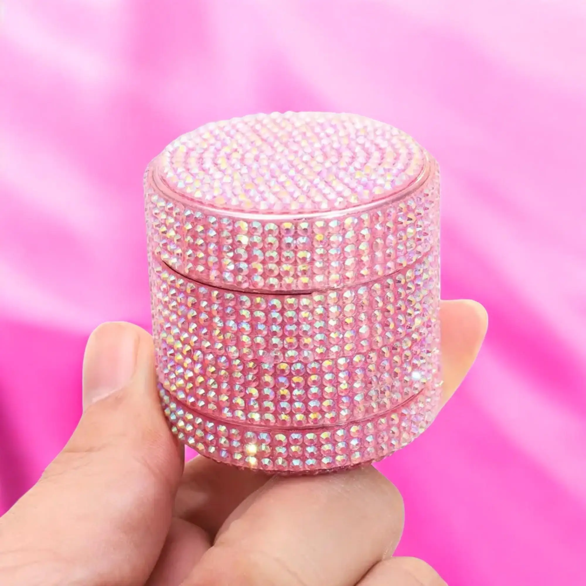 40mm/1.57inch Crystal Pink Aluminum Bling Bling Herb Grinder 6