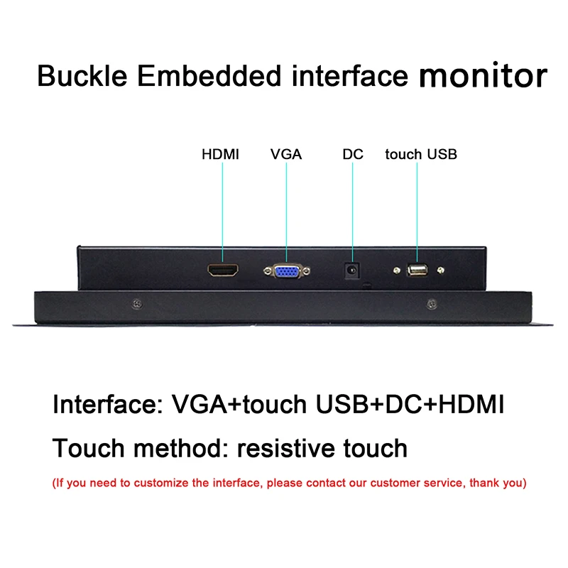 10.4/12.1/14/15 Inch Resistive Touch Industrial Monitor With VGA HDMI USB Interface Portable Display HD LCD Screen