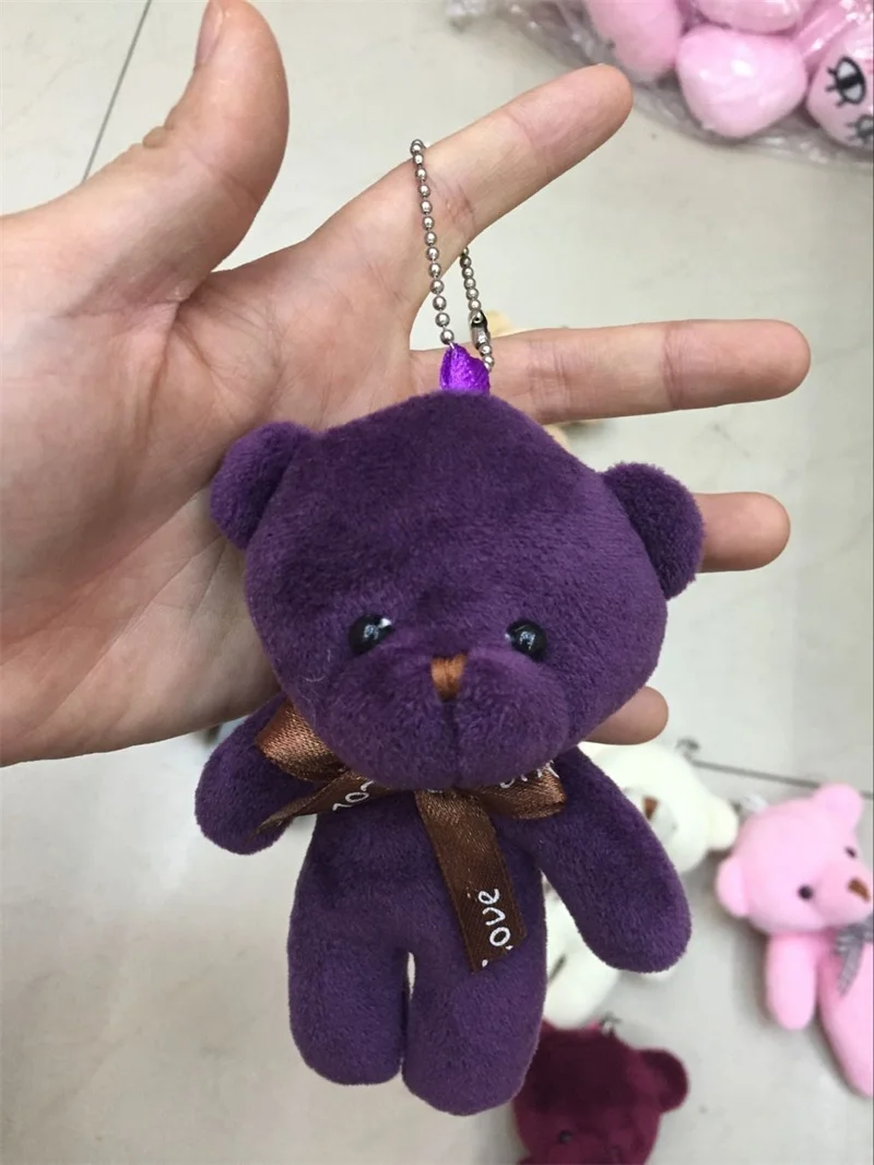 thumbnail image 1 of 10pcs/pack 12cm Mini Bow Tie Teddy Bear Pendant Plush Toy Colorful Teddy Plush Keychain, 1 of 5