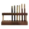Wood Pen Holder 9 Slots Cell Phone Stand Aesthetic Organizer Natural Wood Grain Pen Stand Minimalist Office Decor 5