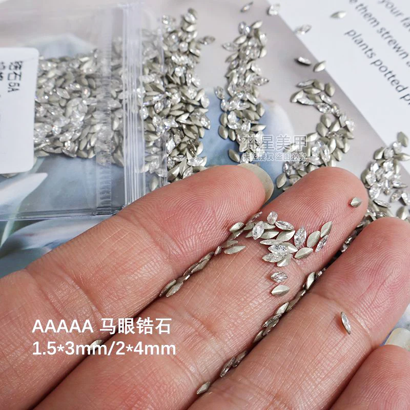 

New High Quality Mini Pointed Bottom Horse Eye Glass Water Nail Art Rhinestone 1.5x3MM DIY Manicure Decoration Diamond 30/100Pcs