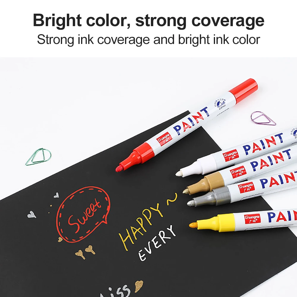 1PCS Permanent Paint Marker Pen Waterproof Colorful DIY Graffti Art Marker Pen Cars Wheel Tire Oily Mark Car Accessories