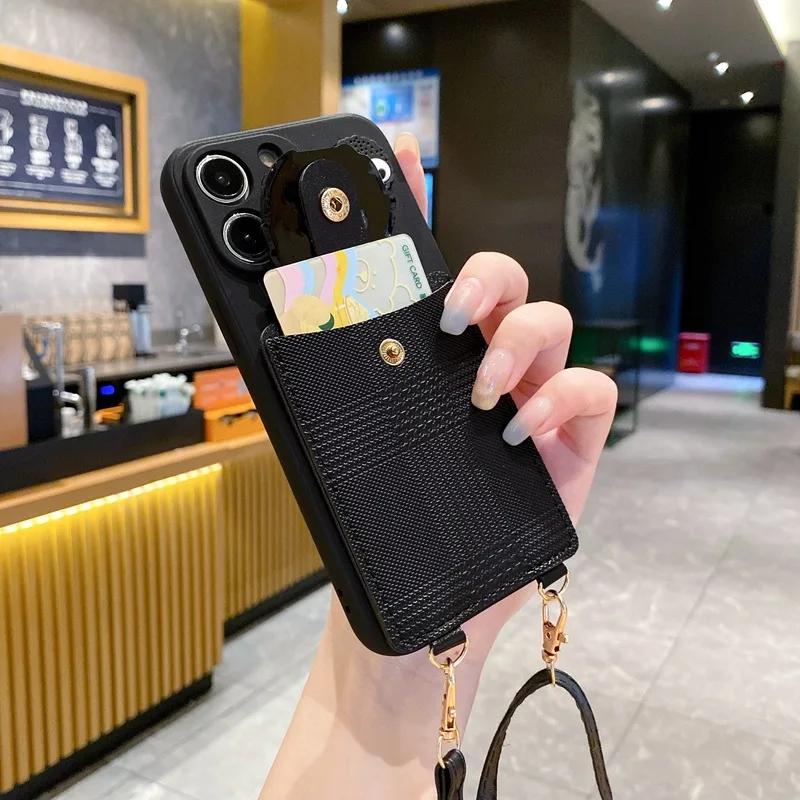 Crossbody Lanyard Cartoon Black Card Bag Phone Case