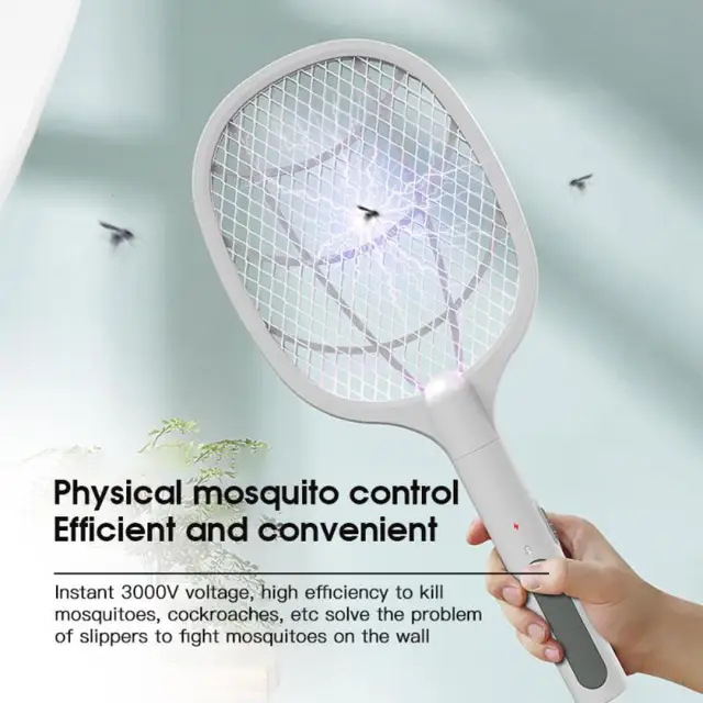 Új Szúnyoggyilkos Könnyű Elektromos Szúnyog Swatter Két-Egy-Egy Usb-Lítium Akkumulátor Alap Töltő Légy Mosquito - Image 4