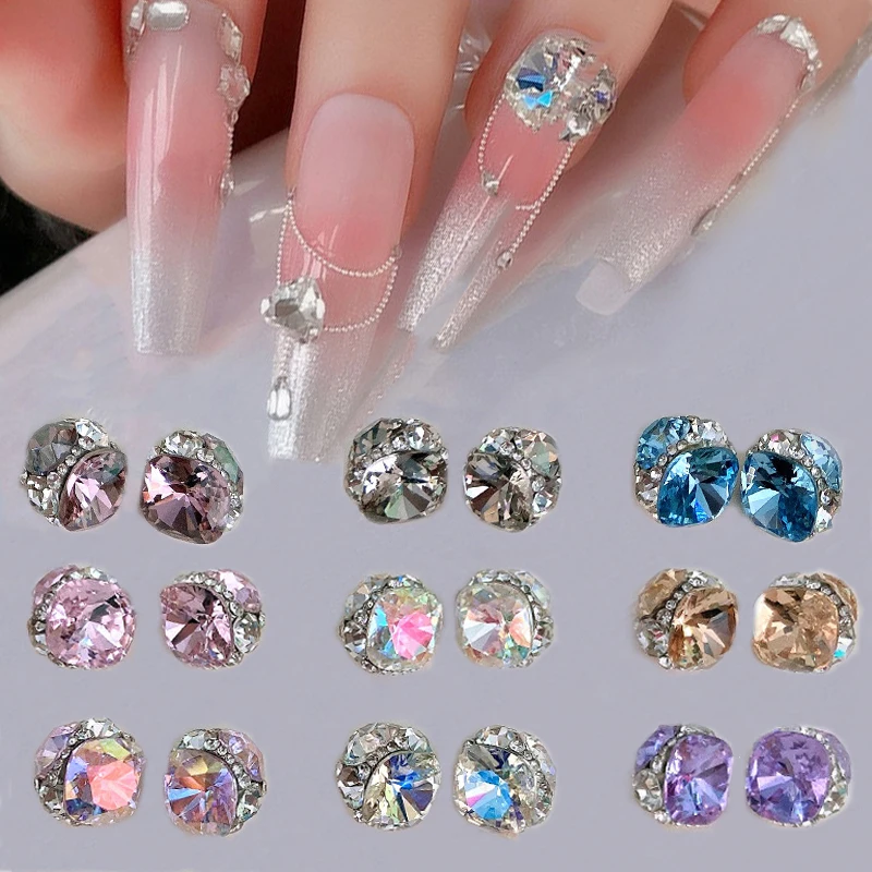 

5 PCS Nails Charms Glitter Colorful Crystal Rhinestones Nail Art Decals Glass Diamond Manicure 3D Rhinestone Alloy Nail Charms