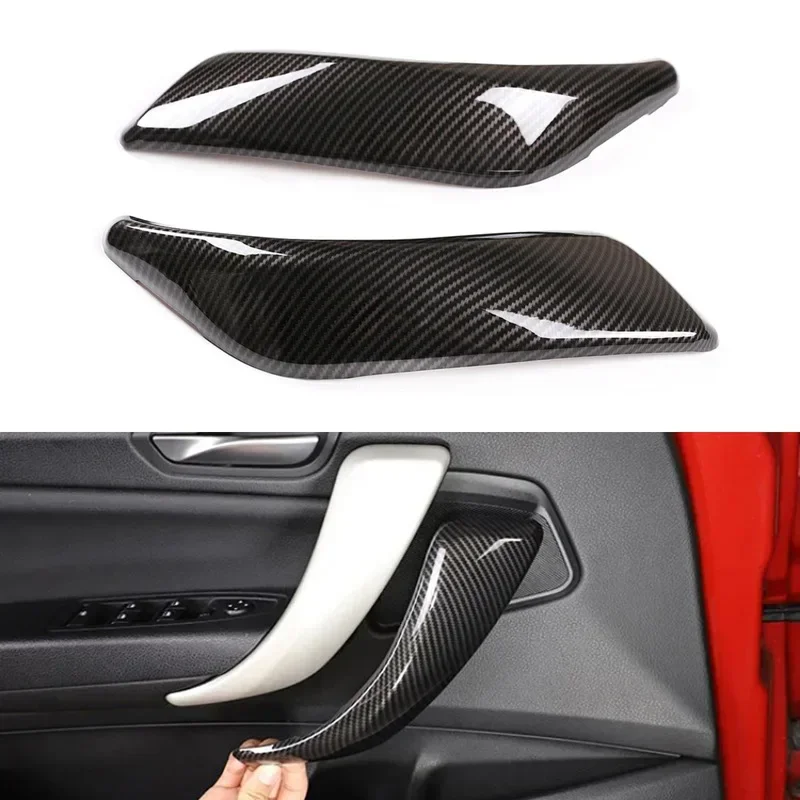 탄소 섬유 스타일 인테리어 문짝 핸들 패널 트림 커버, 좌우 측면 장식 부품, BMW 1, 2 시리즈, F20, F21, F22, F23 용, 2 개, 4 개