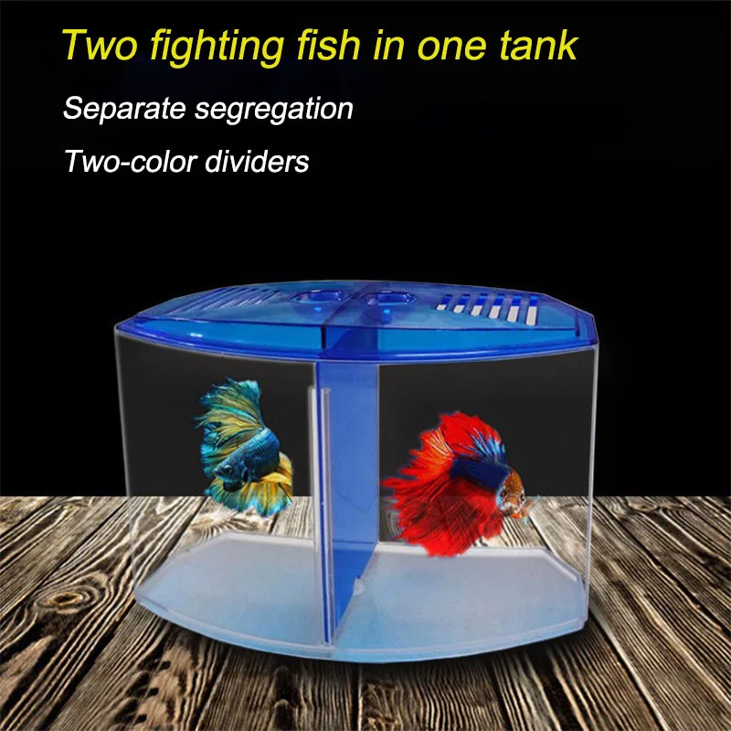 Large Double Compartment Fighting Fish Box Eco Rumble Fish Aquarium Mini Aquarium Plastic Isolation Box Breeding