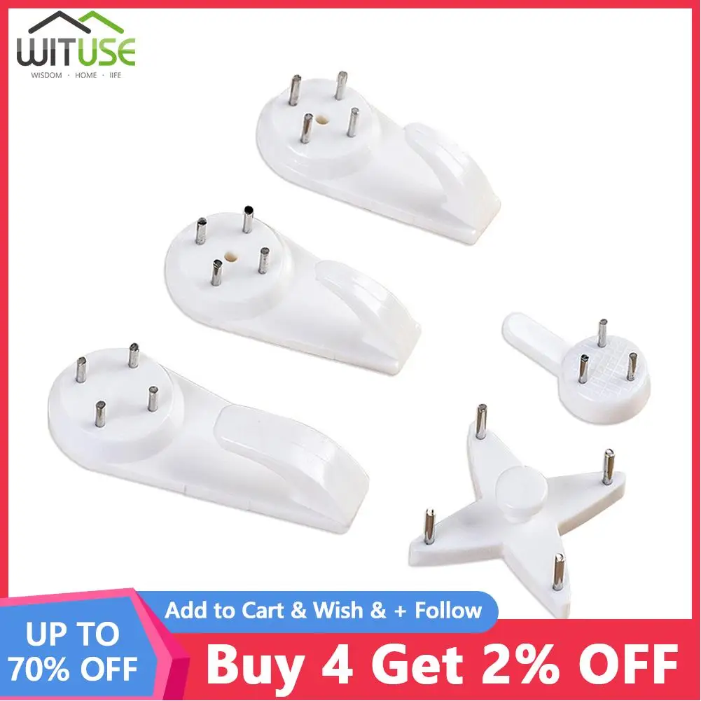 Wall Hooks Picture Frame Hangers Hanging Hooks 20PCS White Painting Photo Plastic Invisibl Nail Plastic Hanging Hanger Home Decor Wall Hooks Mount Picture Frame Seamless Nail