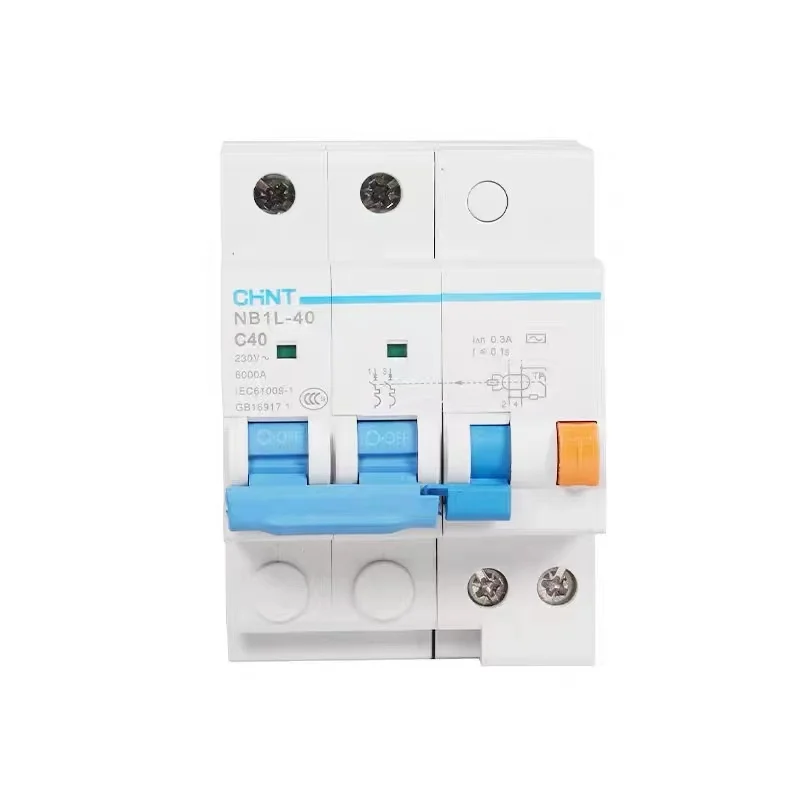 Chint Disjuntor de Vazamento Nb1l40 1p Mais n 2p Interruptor Diferencial Eletromagnético Rcbo tipo c 10a 16a 20a 25a 40a