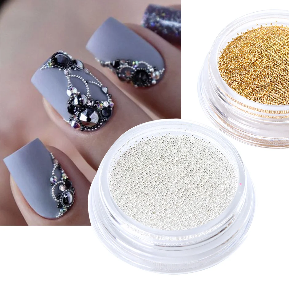 0,4mm Kleine Edelstahl Micro Bead Für Nail art Dekoration Gold Silber Metall Kaviar Perle Schmuck DIY Zubehör Maniküre teil – Detail 1