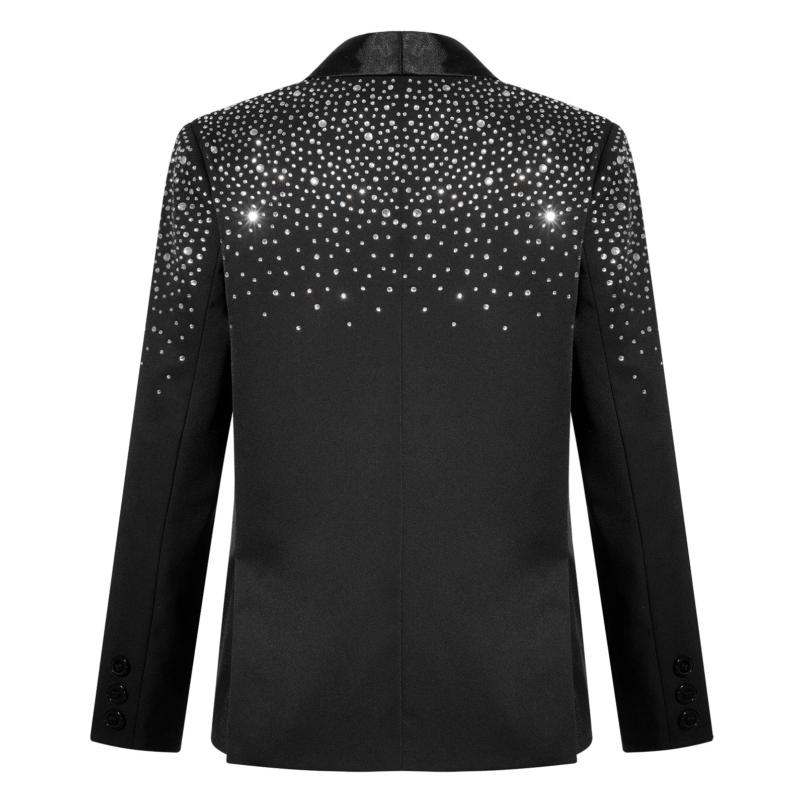 Kids Party Blazer Tuxedos for Boys Long Sleeve Shiny Rhinestone Fully Lined Outerwear for Evening Wedding Formal Suits Jacket