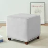 1pc Velvet Ottoman Cover Square Solid Color Footrest Slipcovers Elastic House Pouf Stool Cover Living Room Furniture Protector 6