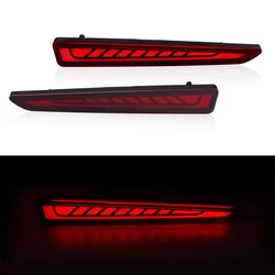 Enhanced LED Rear Bumper Reflector Light - Auto Brake Warning & Turn Signal Lamp 12V (Red A)