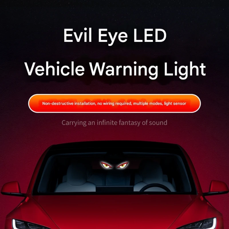 Solar Powered Car Neon Light Wireless Cool Demon EYE Led Ambient Light Suction Cup USB Rechargeable Atmosphere Breathing Lamp 2