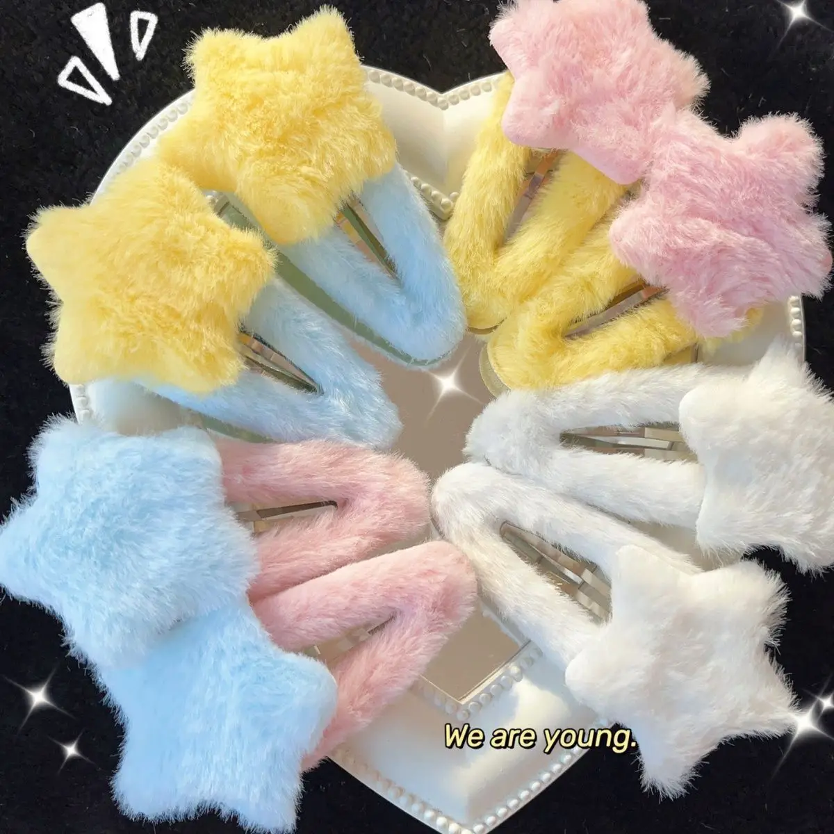 8pcs/set Cute Colorful Star Waterdrop Shape Hair Clips For Girls Children Lovely Hair Decorate Hairpins Kids Hair Accessories 8pcs fall winter kids hair clips for girls knit wool plush bows baby girl hair accessories cartoon bear bunny children hairclips