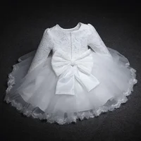 Baby Girls Dress for Birthday Party Wedding Lace Big Bow Dresses Infant Girl 1st Birthday Baby Set Princess White Baptism Dress 1