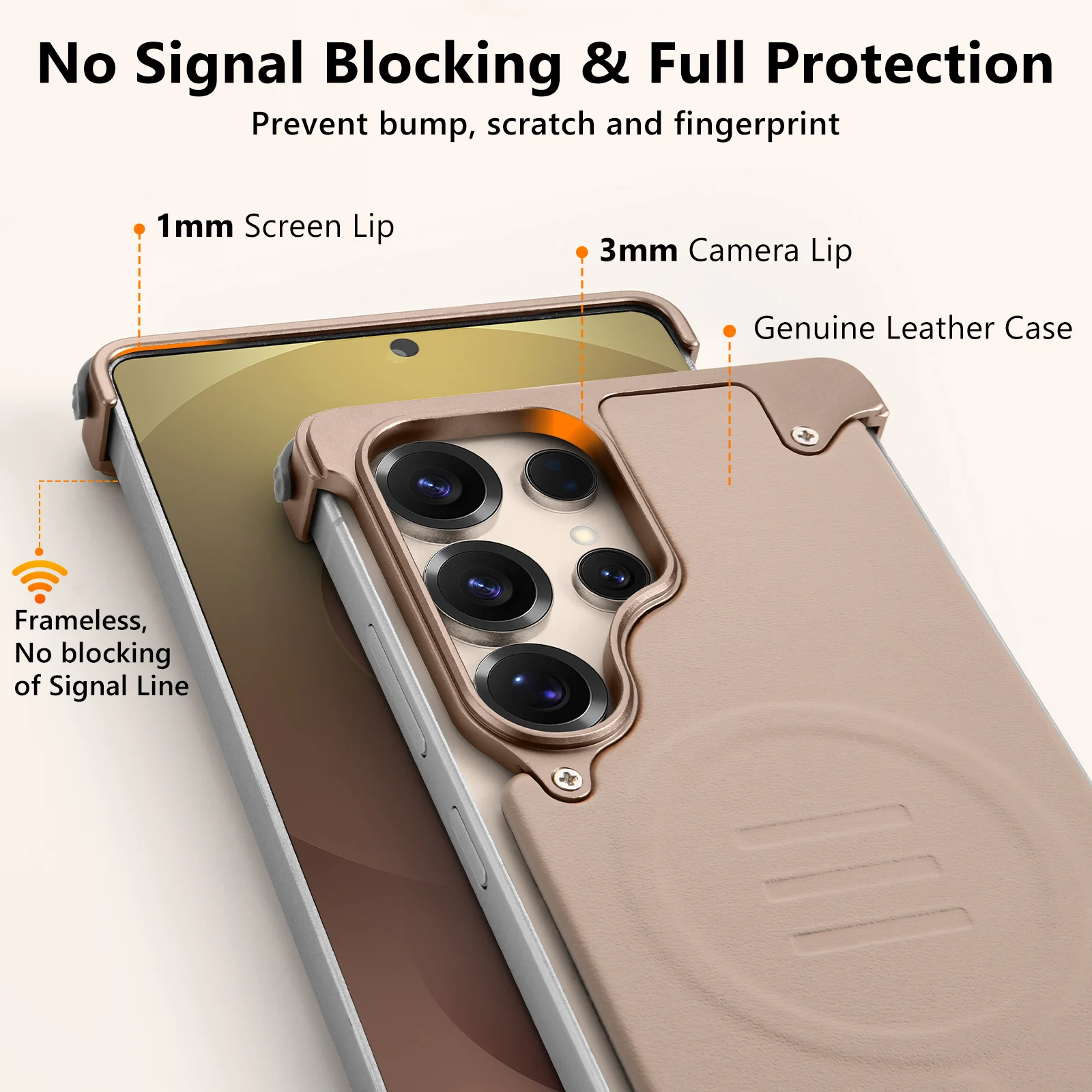 Eary Slim Thin Leather Phone Case for Samsung Galaxy S25 Ultra Magnetic Shells for Wireless Charging Bumper Shockproof Protector