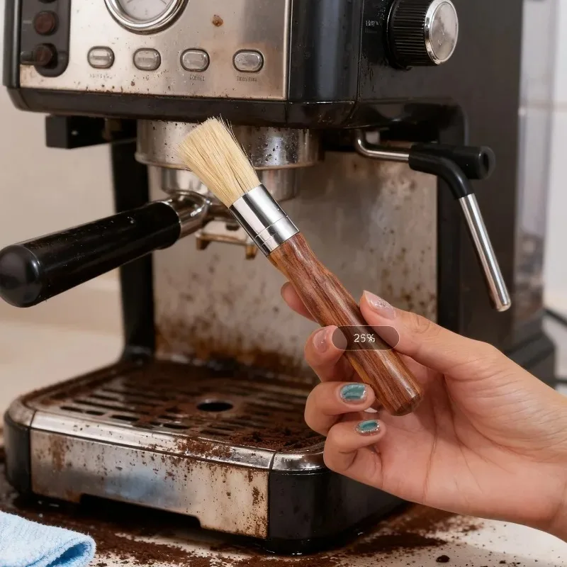 Vintage Espresso Machine Cleaning Brush with Solid Wood Handle and Natural Bristles - Coffee Grinder and Machine Accessory