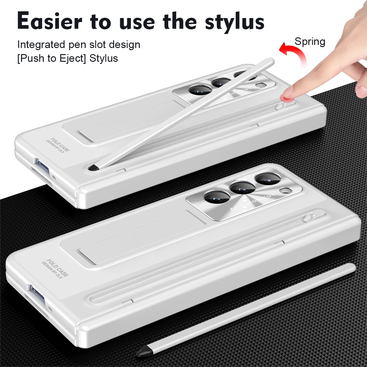Touch Pen Case with Kickstand & Full Protection Tempered Glass Film