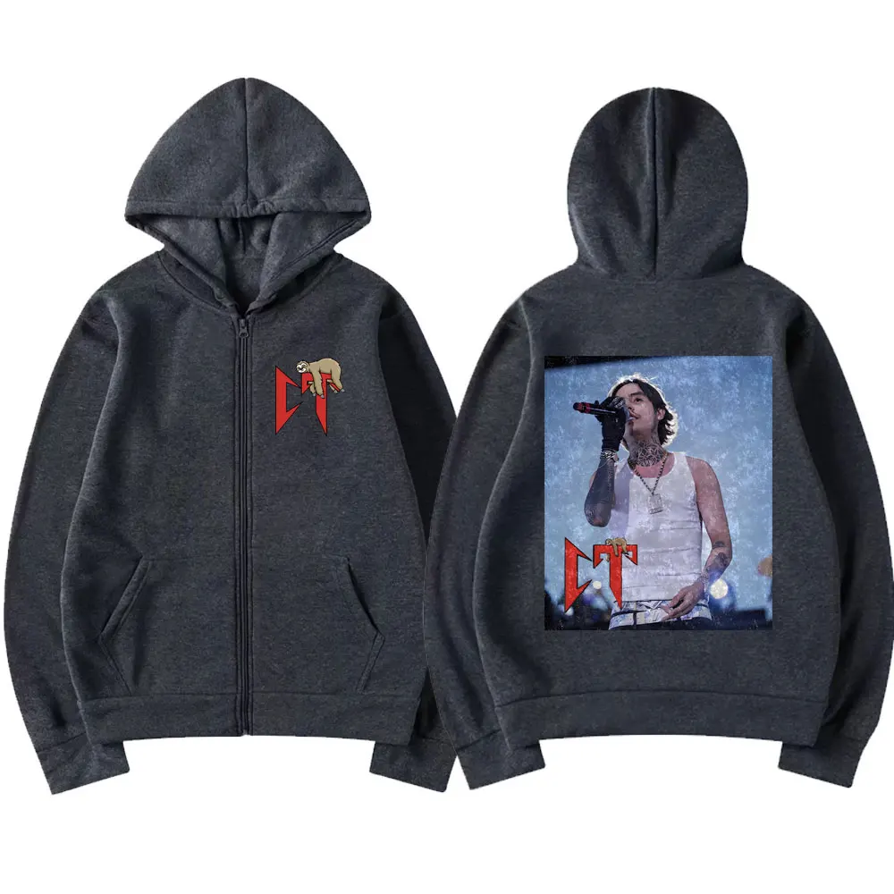 Singer Natanael Cano Tumbado CT Sloth Zipper Hoodie Men Women Casual Fleece Cotton Jacket Male Hip Hop Oversized Zip Up Hoodies