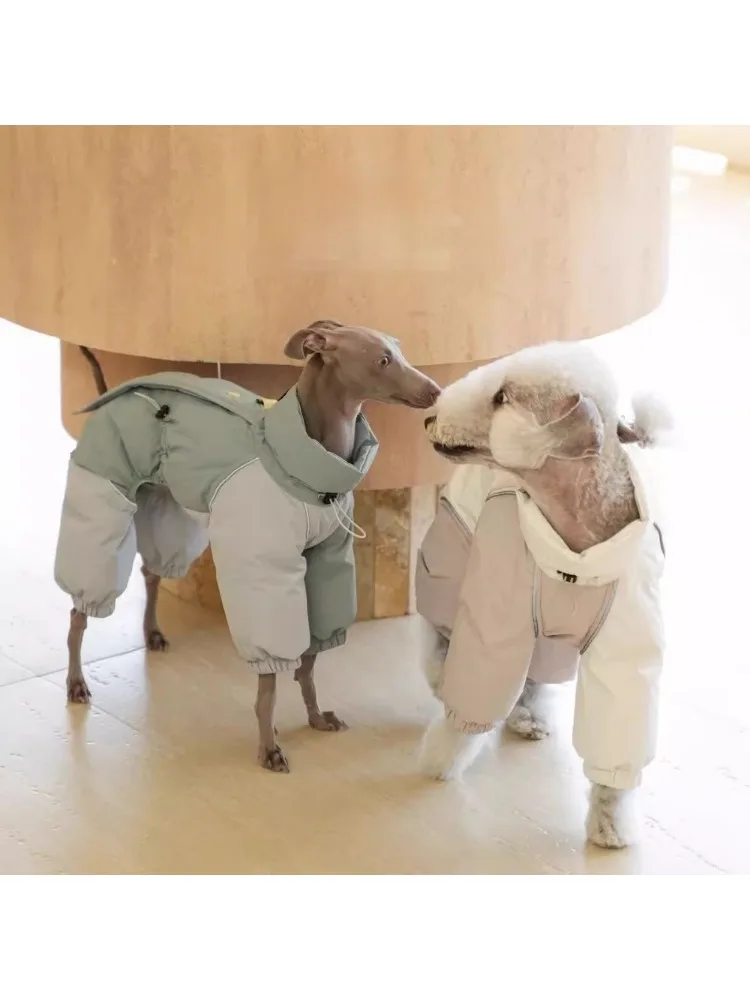 Four-Feet Dog Down Coat, Warm Dogs Pajamas Jumpsuit ,Winter Pet Clothes Greyhound Whippet Large Breeds,Button-On Puppy Jacket view 5