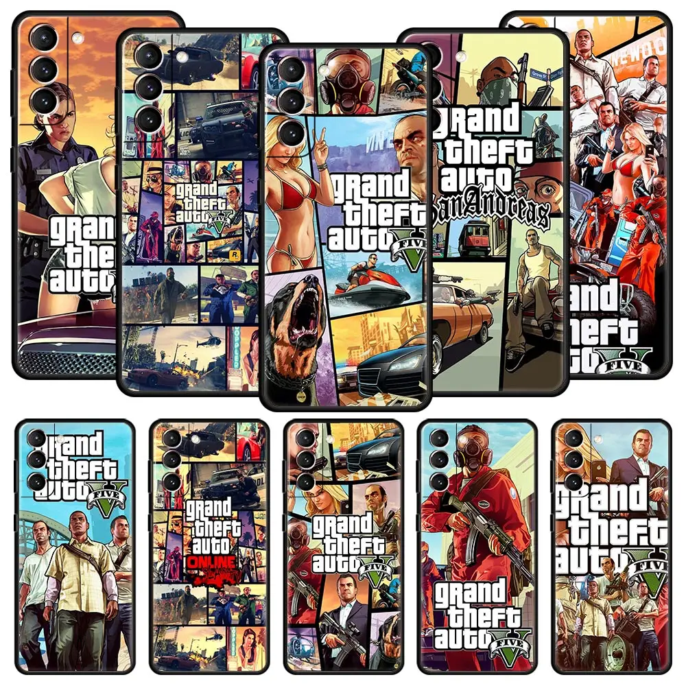 

Rockstar gta 5 Grand Theft Auto Phone Case For Samsung Galaxy S23 S22 Ultra S20 S21 FE 5G S10 S9 Plus S10E S8 S7 Edge Soft Cover
