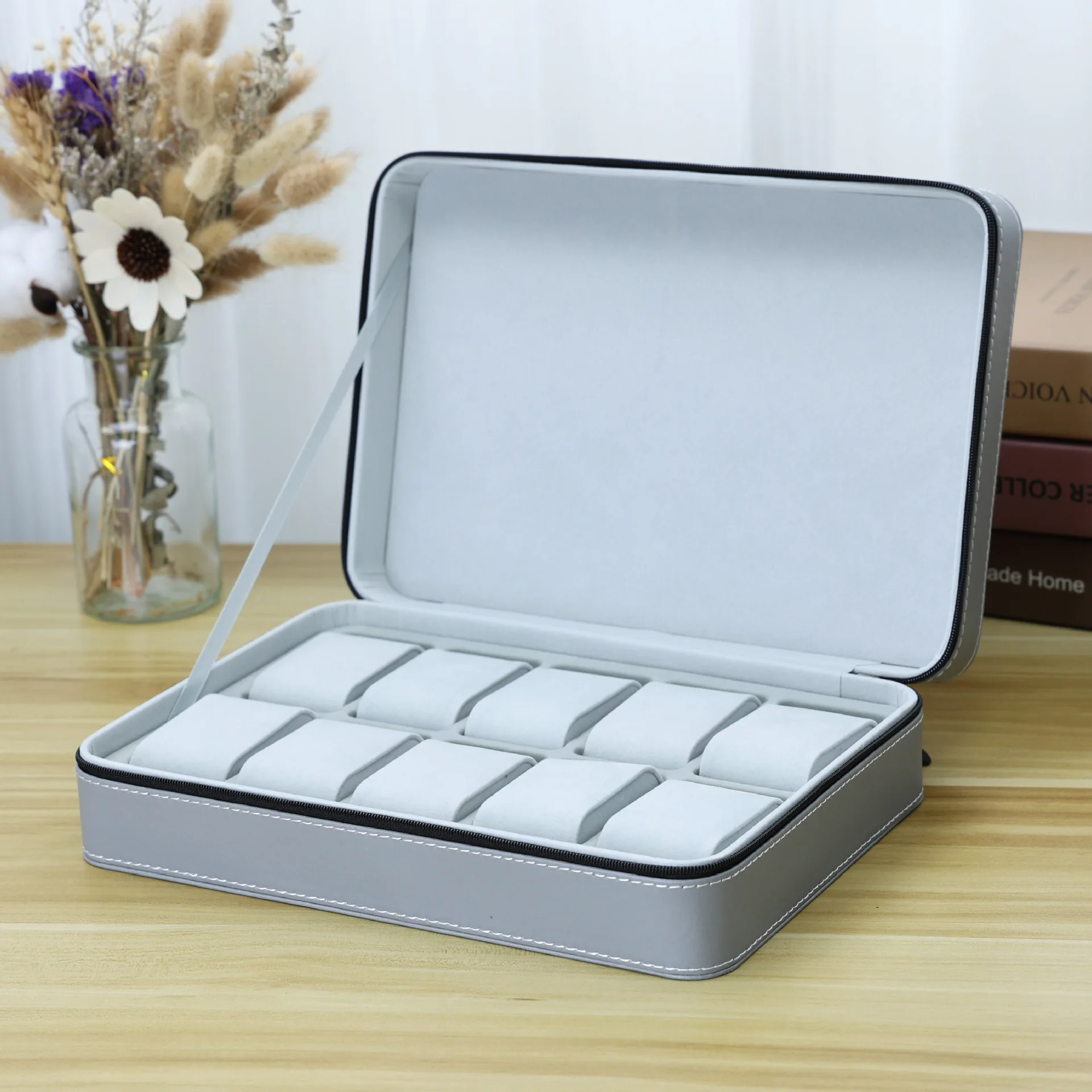 VANSIHO 6/10/12 Slots Black/Green/Grey Zipper Jewelry Exquisite