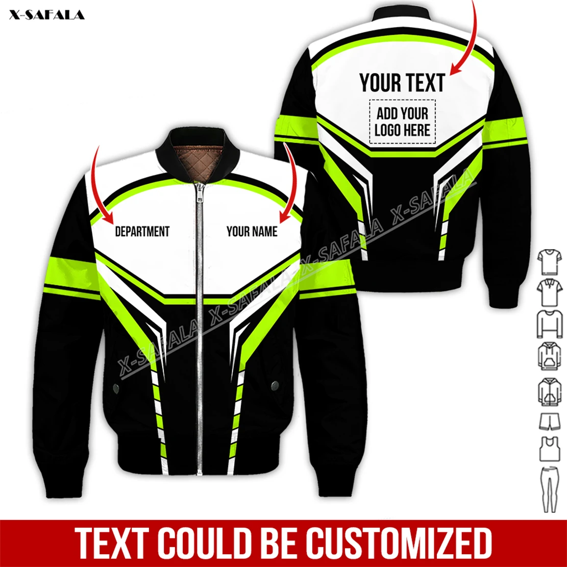 Nome Personalizzato Crane Truck 3D Printed Bomber Giacca Spessa Uomo Adulto Flight Pilot Coat Cotton Warm Uniform Workwear Work Job