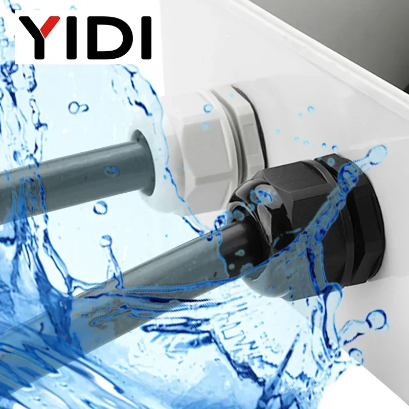IP68 PG Waterproof Cable Gland Connector Plastic Nylon PG7 PG9 PG11 PG13.5 PG16 PG19 PG21 PG25 PG29 PG36 M16x1.5 5pcs Black