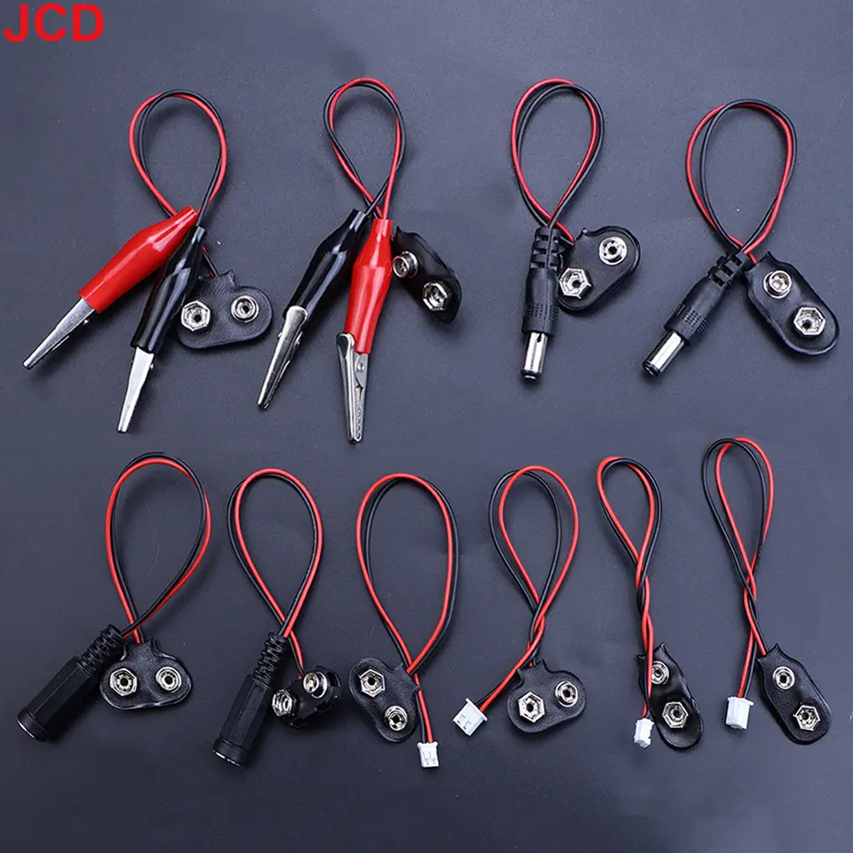 5pc 9V Battery Connector Power Clips DC Jack Male Female Alligator Snap Adapter Wire Holder Cable 9 Volt Lead Socket Plug Barrel image 1