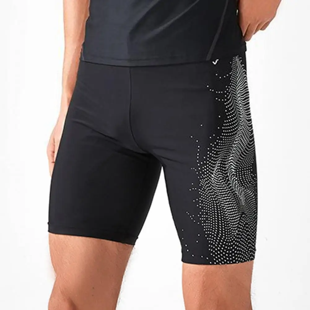 Men Swim Trunks Elastic Soft Quick Dry Swim Shorts Slim Fit Mid Waist Bathing Boxers Tight Surfing Water Sports
