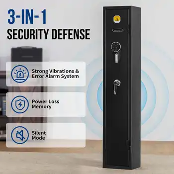 BlackSmith 3 Rifles Gun Safe Rifle Safe W/ Fingerprint & Digital Keypad Lock Removable Gun Storage Cabinet W/ Built-in Storage 2