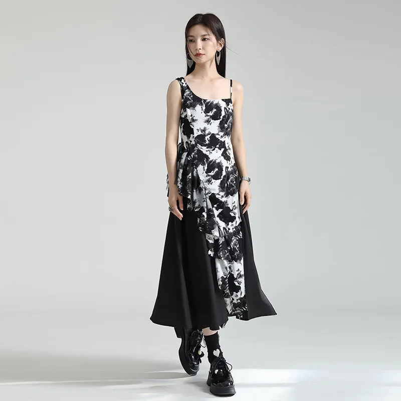 

2023 New Fashion Designer Summer Women Long Dress Elegant Ladies Vintage Black Slim Sleeveless Clothes Y2k Minimalist