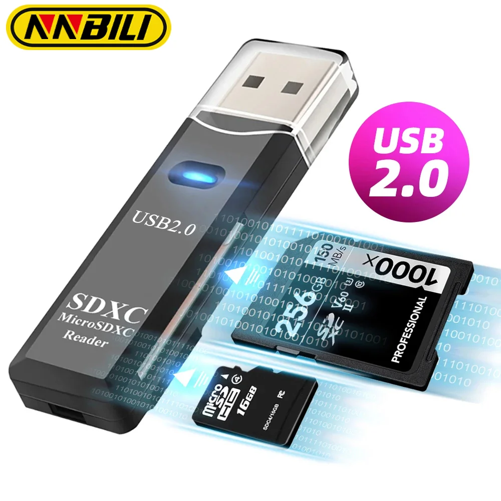 2 In 1 TF SD Card Reader USB 2.0 Cardreader Micro Sd Card To Usb Adaper Smart Reader Flash Drive Laptop Accessories