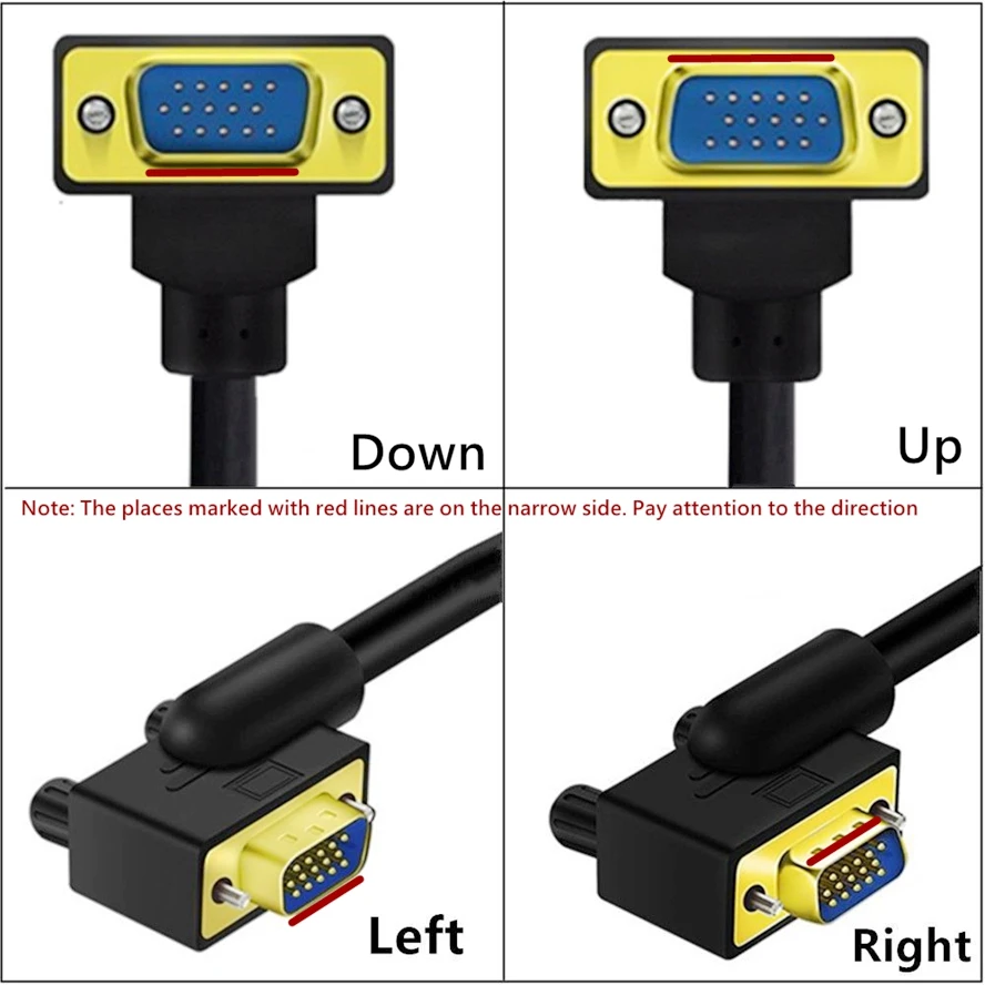 Gold Plated 90 Degree Angled VGA Cable VGA Male to Female Extension Cable Cord 1080P Full HD Computer Monitor 0.5M