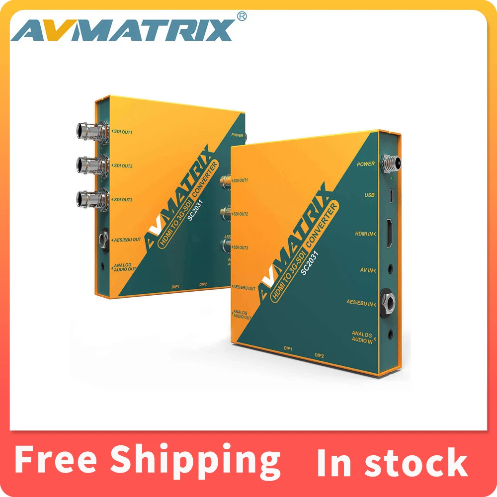 

Преобразователь накипи AVMATRIX SC2031 с HDMI на 3G-SDI, три параллельные выходы SDI, встраивание аудио с управлением DIP-переключателями