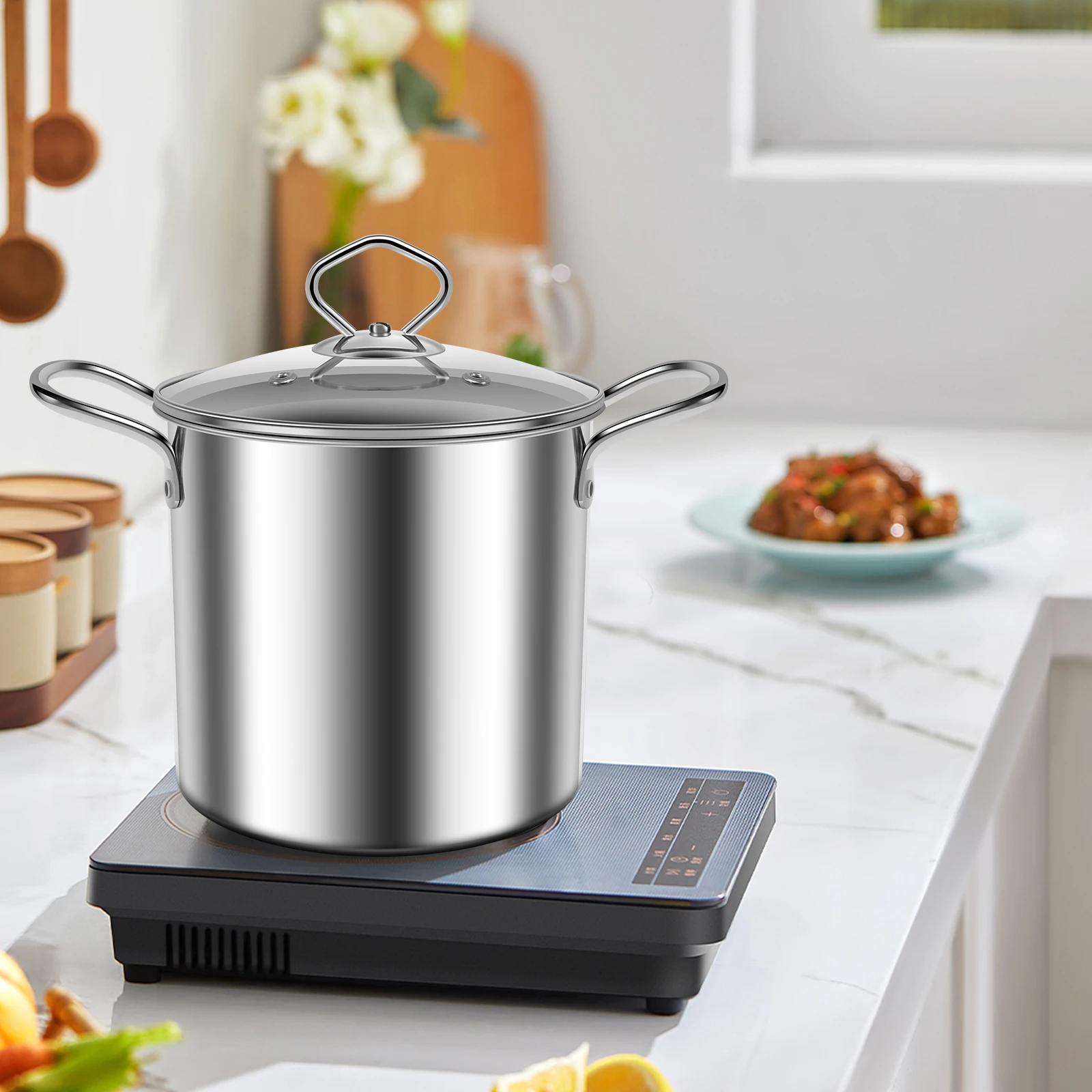 Deep Fryer Pot With Strainer Basket 3.5L Stainless Steel For French Fries Chicken Kitchen Pans