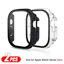 Enhanced Protective Case with Screen Protector for Apple Watch Ultra 49mm - 2 - Pack (Black and Transparen)